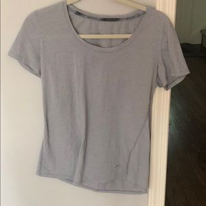 Under Armour run shirt. Grey striped. Size M